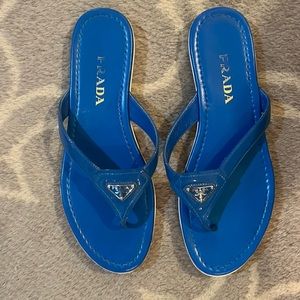 Prada patent flip flops